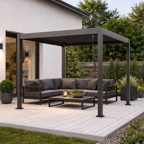 Pergola ogrodowa lamelowa 3x3 m antracyt XT-3653S regulowany dach