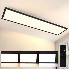 NETTLIFE Lampa sufitowa LED 120x30CM 48W z możliwością przyciemniania czarny Panel z pilotem do nowoczesnego salonu biuro kuchnia przedpokój