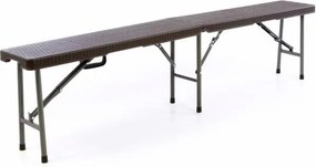 Ławka ogrodowa o wyglądzie rattanowym - brązowa 180 x 25 cm