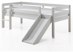 Białe podwyższone łóżko dziecięce ze zjeżdżalnią Vipack Pino, 90x200 cm