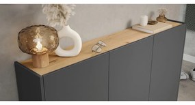 Antracytowa szafka na buty w dekorze dębu 138x105x25 cm Libbiano – Germania
