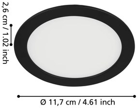 Czarna lampa LED wpuszczana w sufit FUEVA 5 – EGLO