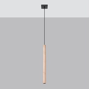 Lampy wiszące nowoczesny Brill, stal/drewno - 1 źródło światła 4000K - L.3.5 x H.120 cm - drewno