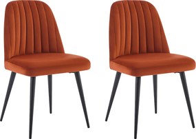 Zestaw 2 krzeseł z weluru i czarnego metalu - Terakota - ELEANA