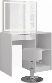 Stół do toalety biały/biały wysoki połysk 89.8x50.1x76 sherry