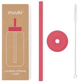 Silikonowa słomka z wieczkiem i szczoteczką w komplecie Watermelon High – Muuki