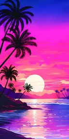 Ręcznik plażowy TAHITI 100x180 cm fioletowy, 100% mikrofibra