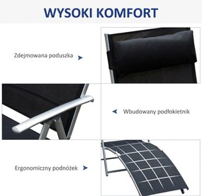 Outsunny Leżak, leżak ogrodowy, składany, regulowany, leżak, meble ogrodowe