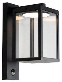 Zewnetrzna Ogrodowa lampa ścienna czarna z wbudowanym czujnikiem ruchu LED - Ferdinand Nowoczesny Oswietlenie zewnetrzne