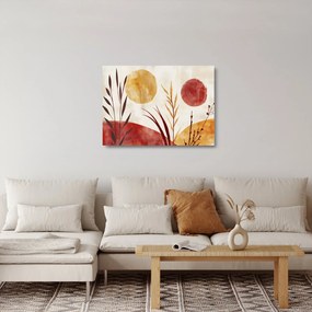 Obraz na szkle - Rośliny i okręgi (70x50 cm)