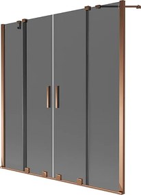 Mexen Velar Duo parawan nawannowy 2-skrzydłowy rozsuwany 140 x 150 cm, grafit, różowe złoto - 896-140-000-42-60