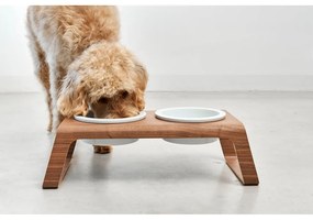 Zestaw misek ze stojakiem dla psów Desco Walnut M – MiaCara