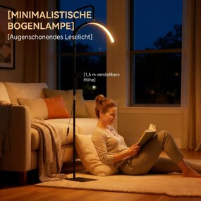 HOMCOM Lampa stojąca z obracaną głowicą 350° 7 temperatur barwowych i uchwytem na telefon | Aosom PL