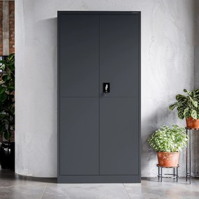 Biurowa szafa metalowa JAN, 900 x 1850 x 400 mm, Smart: antracytowa