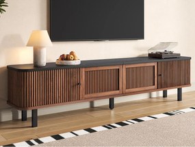 Nowoczesne meble TV 190x35x45 cm - 2 drzwi przesuwne i 2 drzwi kratowe - Brązowy