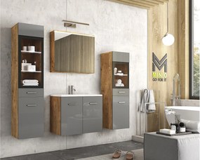 MINIO go for it, Meble łazienkowe MARIT II w kolorze kasztan wrocławski/szary połysk