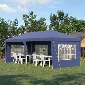 Outsunny Rozsuwany pawilon 6 x 3 m, półotwarty, zdejmowane ściany, duże okna, torba transportowa, stelaż ze stali, niebieski