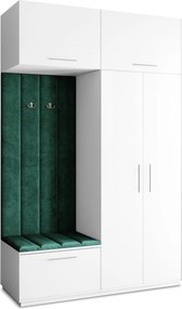 Masseno Garderoba REMA 150/240/60 cm Nowoczesna Szafa do Przedpokoju Biała, MONOLITH 37 (Butelkowa zieleń)
