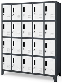 Szafa skrytkowa socjalna BHP antracytowo-biała: ROBERT, 1360 x 1720 x 450 mm