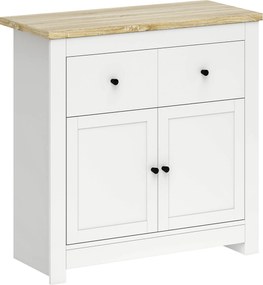 HOMCOM Komoda z dużą ilością miejsca, sideboard z drzwiami Soft-Close, 2 szuflady, regulowana półka, Biały