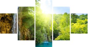 Obraz - wodospady w pralesie (125x70 cm)