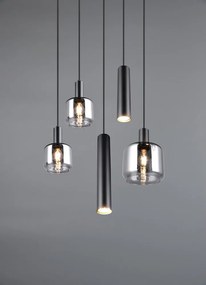 Czarna lampa wisząca z metalowo-szklanym kloszem ø 40 cm Mataro – Trio