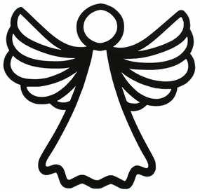 Świąteczna drewniana dekoracja ścienna Angelsilhouette czarna, 35 x 35 cm