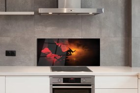 Szklany Panel Czarny Smok wśród Chmur