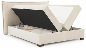 Beżowe łóżko kontynentalne ze schowkiem 200x200 cm Lysa – Ropez