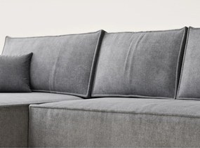 Szary rozkładany/ze schowkiem narożnik z tkaniny szenilowej (lewostronny/z szezlongiem) Maze – Maison de Rêve