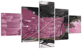 Obraz - Różowo - czarna abstrakcja (125x70 cm)