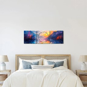 Obraz - Malarstwo krajobrazowe (z zegarem) (90x30 cm)