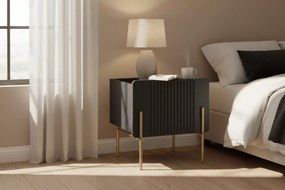 Szafka nocna Malmi 45 cm z szufladą - czarny mat / złote nóżki