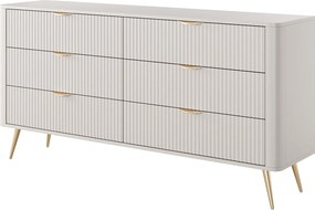 Komoda: 6 szuflad, kaszmir, złote nóżki 163,2 x 81,2 x 38 cm