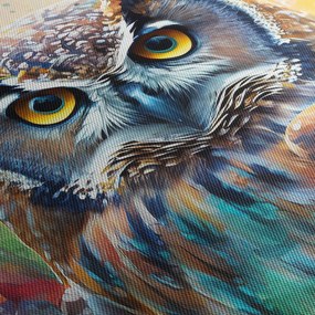 Obraz - Malowanie sowy (z zegarem) (90x30 cm)