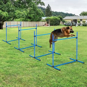 Agility słupki do slalomu stacjonata 4 x płotek do treningu niebieski pawhut