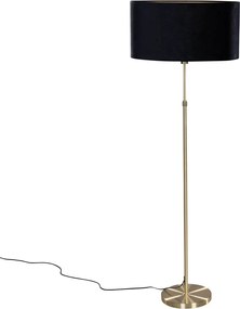 Lampa podłogowa złota z owalnym aksamitnym abażurem czarnym 50 cm - Parte