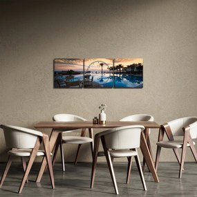 Obraz - Ośrodek wypoczynkowy nad morzem (z zegarem) (90x30 cm)