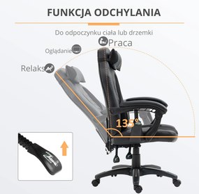 HOMCOM Fotel biurowy ergonomiczny obrotowy z masażem i ogrzewaniem czarny elegancki design | Aosom PL