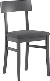 Komplet 2 ciemnoszarych krzeseł do salonu "Siena" z lakierowanego drewna, tapicerowanych w nowoczesnym stylu, 44x45 cm, wysokość 82 cm.