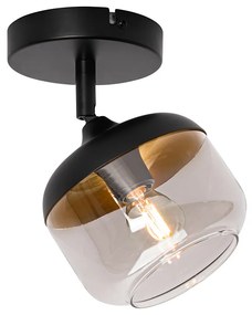 Designerski reflektor czarny ze złotem i dymionym szkłem - KyanDesignerski Oswietlenie wewnetrzne
