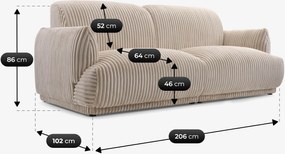 Sofa LINERO Dwuosobowa Beżowa Nowoczesna