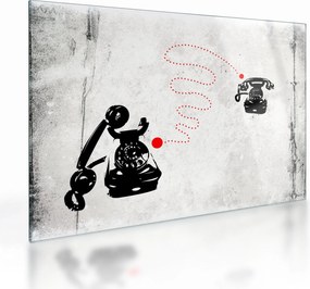 Obraz na szkle - Rysunek telefonu w stylu Banksy (70x50 cm)