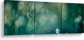 Obraz - Szczegół trawy (z zegarem) (90x30 cm)