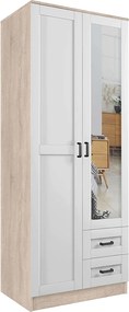 Minimalsityczna szafa uchylna z lustrem dąb sonoma + biały H6-W95