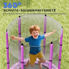 AIYAPLAY Trampolina dla dzieci z siatką bezpieczeństwa, do użytku wewnętrznego i zewnętrznego, 3-6 lat, Fioletowy