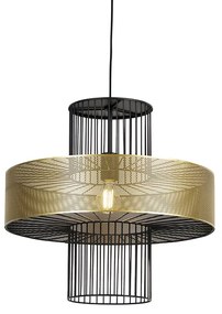 Designerska lampa wisząca złota z czarnym 50 cm - TessDesignerski Oswietlenie wewnetrzne