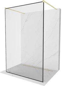 Mexen Kioto ścianka prysznicowa wolnostojąca 100 x 200 cm, czarny wzór 8 mm, złota szczotkowana - 800-100-002-55-70