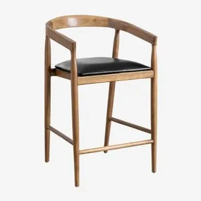 Wysoki Stołek Skórzany (70 Cm) Visby Czarna - Sklum