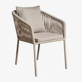 Zestaw 2 Krzeseł Do Jadalni Arhiza Classic Z Podłokietnikami Z Aluminium I Plecionej Liny Mokka Brąz - Sklum